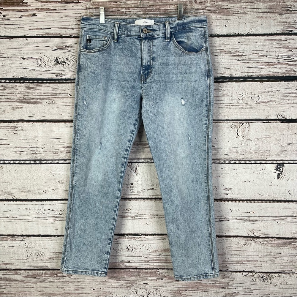 KanCan Leonel Mid Rise Boyfriend Jeans Size‎ 9/28 Light Wash Blue 27” Inseam EUC